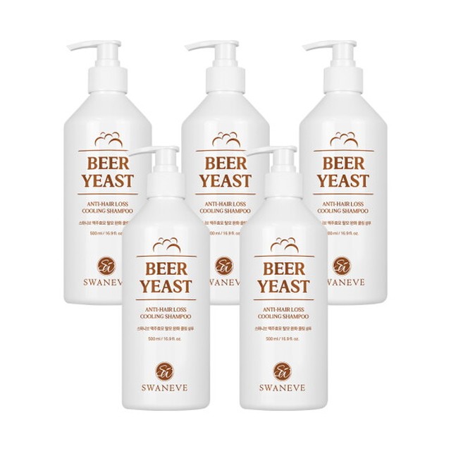 스와니브 맥주효모 탈모완화 쿨링샴푸 500ml 5통 대용량 탈모 샴푸
