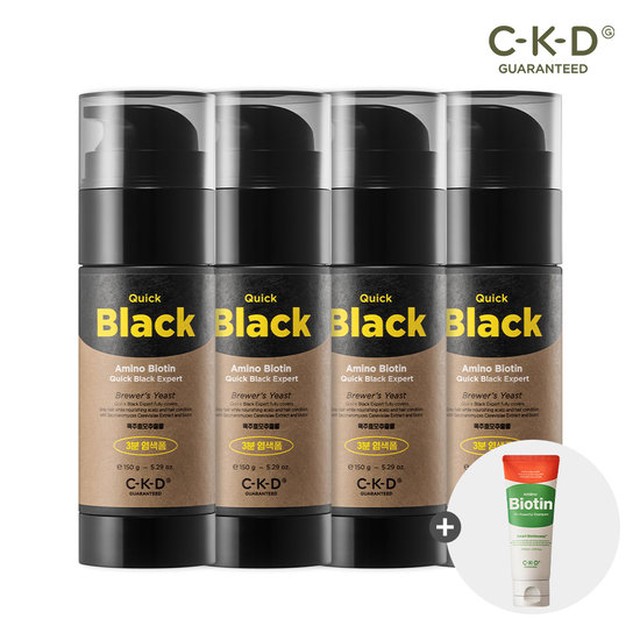 CKD 아미노비오틴 퀵블랙 엑스퍼트 150g 4개+올파워풀 샴푸 80ml (저자극 염색폼)