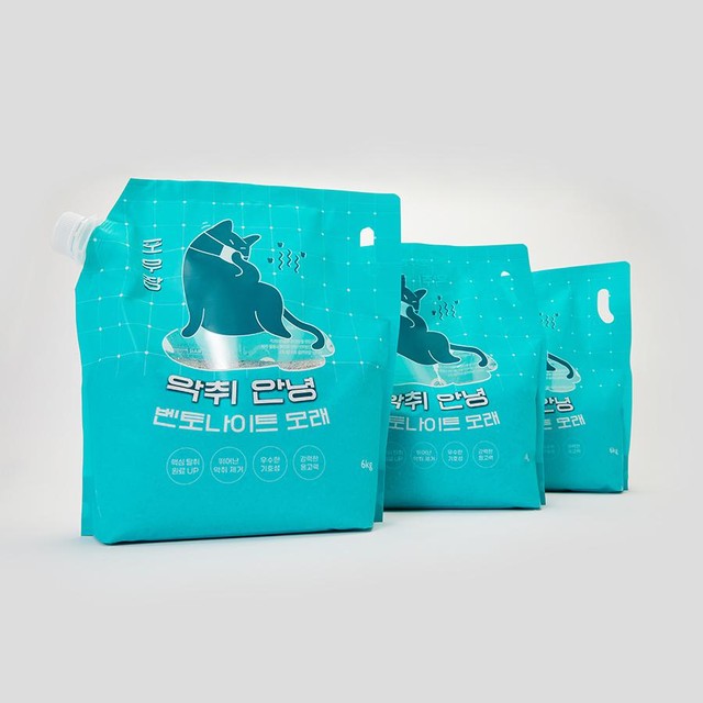 핏펫 포우장 고양이모래 악취안녕 벤토나이트 6kg x 3개입
