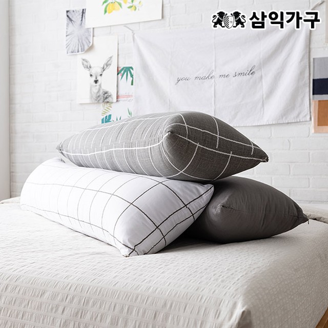 린넨엔어너더 포근 일자형 바디필로우 쿠션 베개 90cm 120cm - 01. 90cm_체크그레이