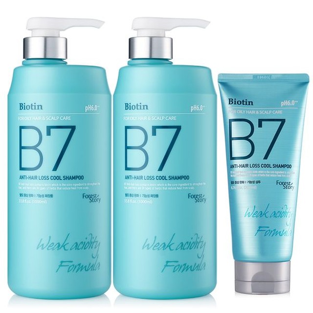 [보리보리] 포레스트스토리 B7 안티헤어로스 약산성 쿨 탈모샴푸 1000ml 2개+200ml