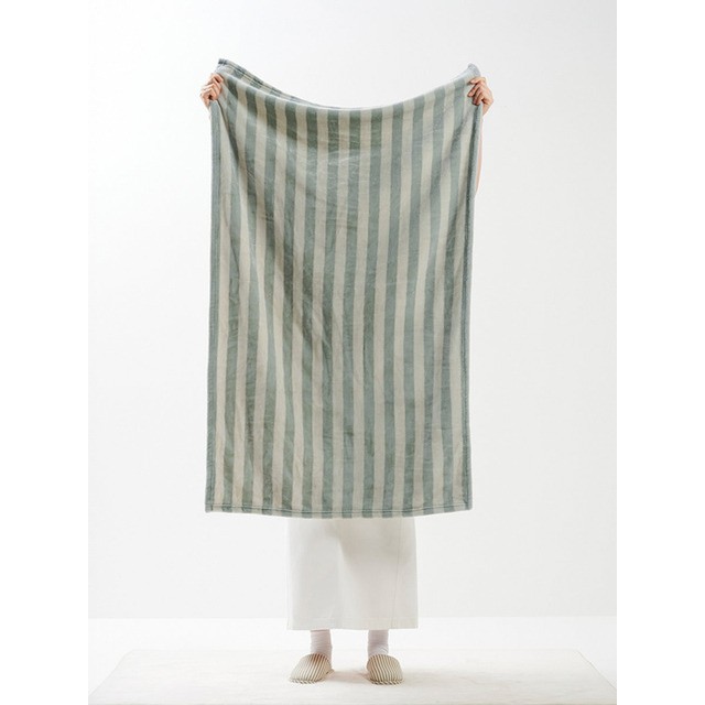 자주 스트라이프 극세사 블랭킷 80X130cm 2개 세이지그린 침구 담요 블랭킷