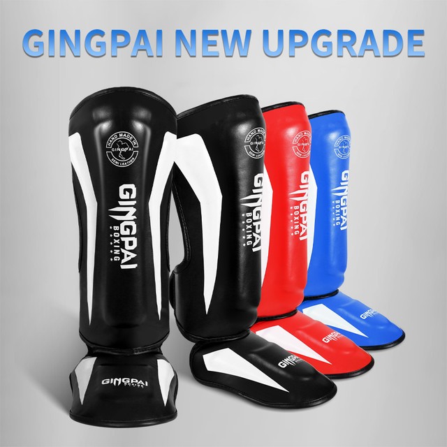 GINGPAI 두꺼운 복싱 신 가드 보호 레깅스 장비, 무술 무에타이 다리 태권도 발 발목 보호대