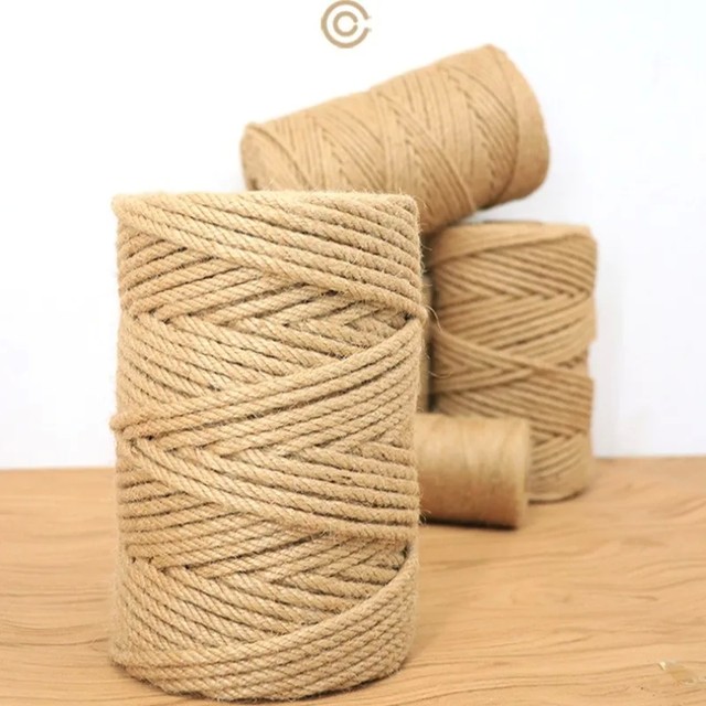 6mm 천연 황마 로프 끈 포장용 수제 빈티지 삼베끈 DIY 파티 웨딩 고양이 스크래치 클라이밍 프레임 홈 데코레이션