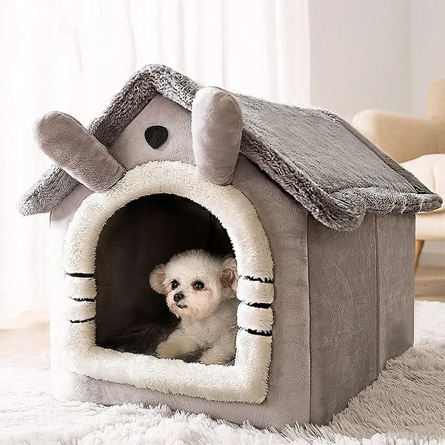 중소형견과 고양이를 위한 겨울용 접이식 하우스, 매트리스, 애완용품, 강아지 바구니, 겨울용 켄넬