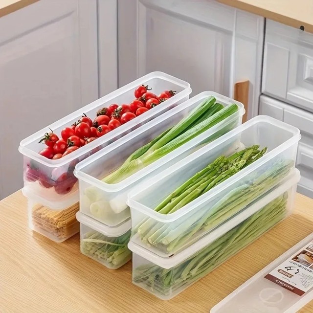 BestFood 보관 용기 탈착식 뚜껑이 있는 플라스틱 식품 용기 과일, 야채 및 고기용 쌓을 수 있는 휴대용 트레이
