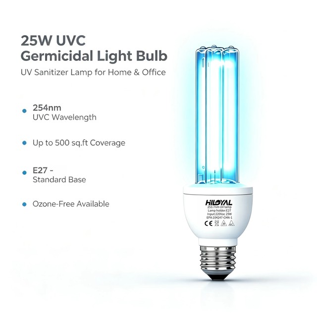 UVC 전구 E27 220V 15W 25W 254nm 오존 프리, 리모컨 타이머 360 포함 ° 가정 지하실 욕실 보험 커버리지
