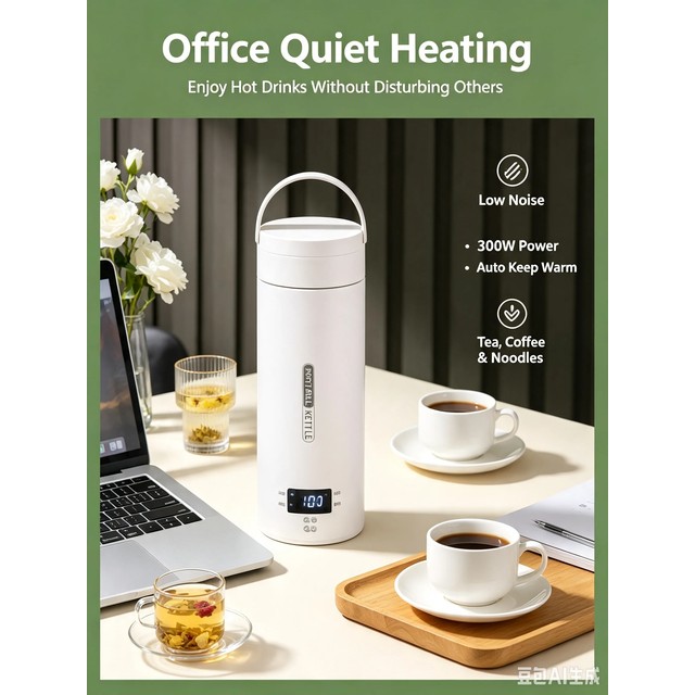 휴대용 여행용 전기 주전자, 4단계 온도 조절 가열컵, 45 ℃ -100 ℃ 스마트 물 보일러, 304 스테인리스 스틸 미니 물 보일러