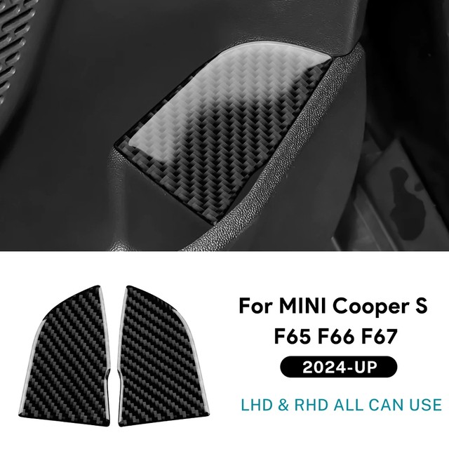 BMW 미니 쿠퍼 S F65 F66 F67 2024 2025 트렁크 단추 스티커 패널, 리얼 소프트 탄소 섬유 인테리어 트림 액세서리 스타일링