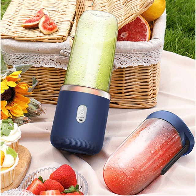 1pc 휴대용 소형 전기 Juicer 블루 핑크 스테인레스 스틸 블레이드 컵 Juicer 과일 자동 스무디 믹서 주방 도구