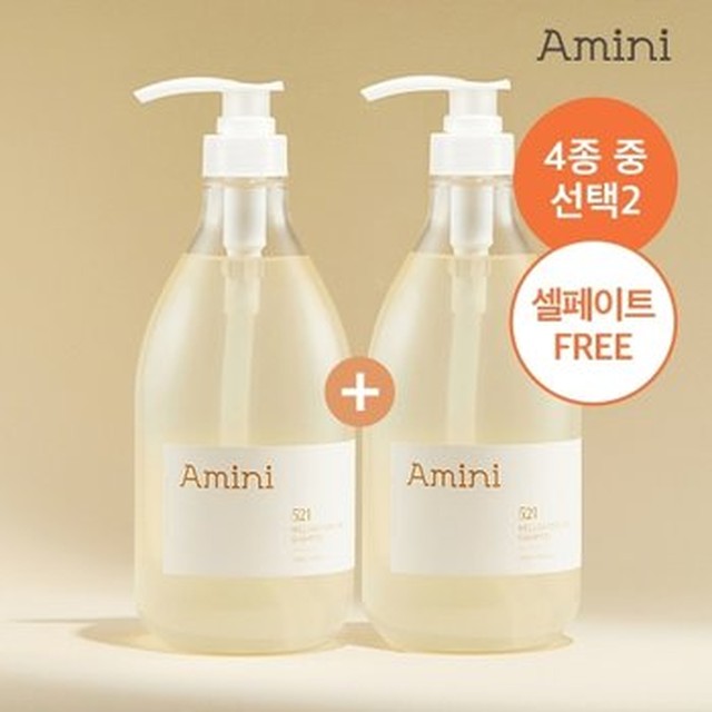 [기타] 아미니 저자극 단백질 샴푸 1000ml 화이트머스크 2개