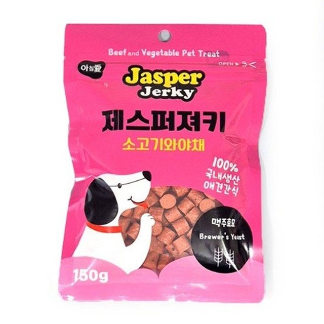 강아지소프트간식 아침애 제스퍼 져키 소고기야채 150g X3개 강아지 간식