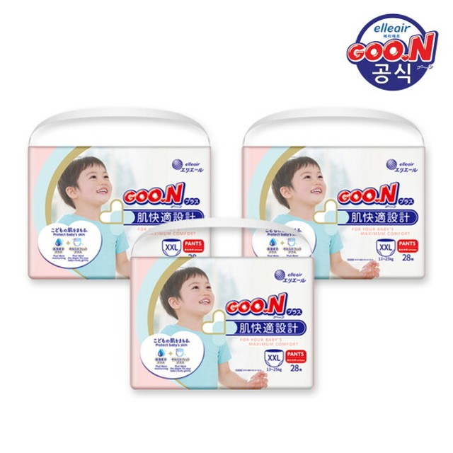 군 플러스 기저귀 팬티 점보형(XXL) 28P x 3팩