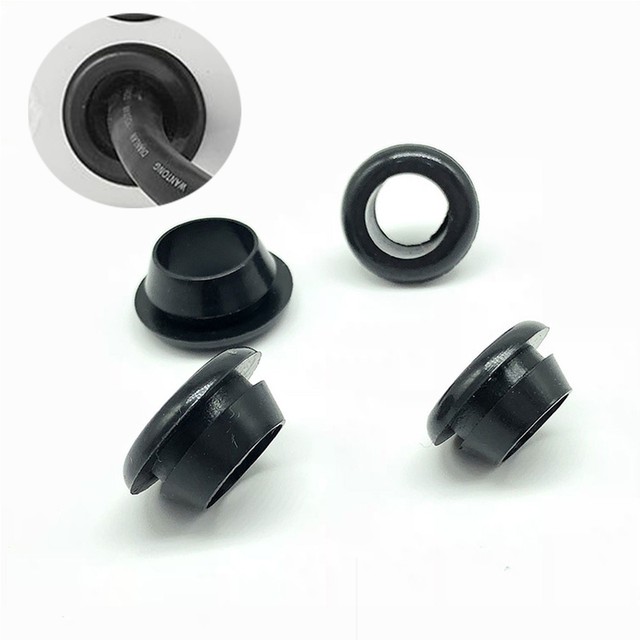 100pcs 단면 고무 와이어 그로멧 가스켓 3mm 내부 직경 전기 상자 입구 콘센트 씰 링 먼지 플러그 커버 케이블 보호기