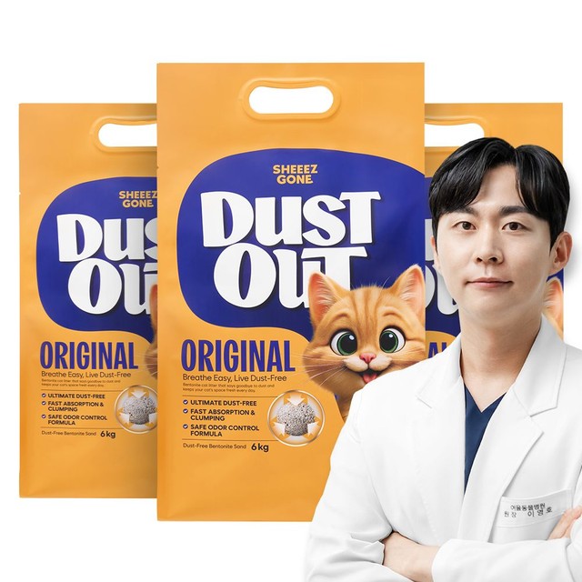 쉬즈곤 먼지아웃 벤토나이트 고양이 모래 6kg, 3개