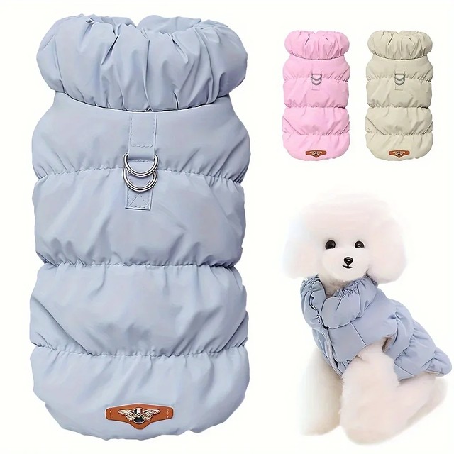 럭셔리 겨울 강아지 코트 조끼 따뜻한 면 재킷 두꺼운 디자이너 강아지 옷 D-링 포함