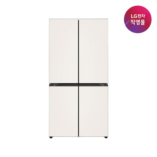 LG 디오스 AI 오브제 냉장고 4도어 870L 글라스 [H876GBB011] (베이지/베이지)