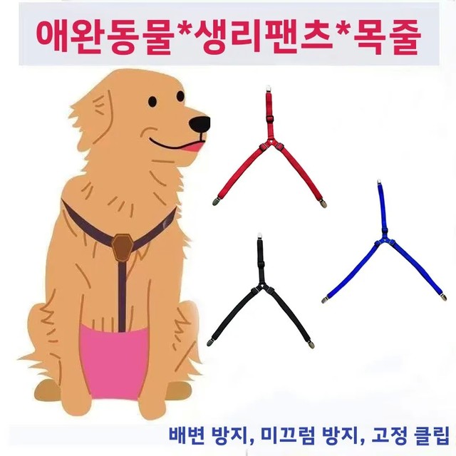 조절 가능한 탄성 강아지 기저귀 (고정 스트랩, 미끄럼 방지, 편안하고 부드러운 애견용 팬츠, 발정 중인 여성견용)