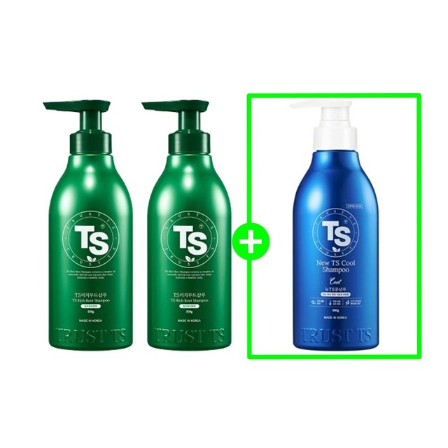 ts TS리치루트샴푸 500g 2개+뉴TS쿨샴푸 500g(뿌리볼륨샴푸+쿨링샴푸)