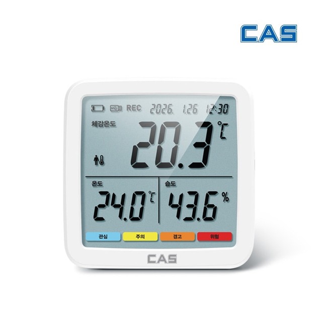 카스(CAS) (코드: 3660) CAS 카스 디지털 체감온습도계 T802 현장 체감온도 정밀 측정 기록 자동저장
