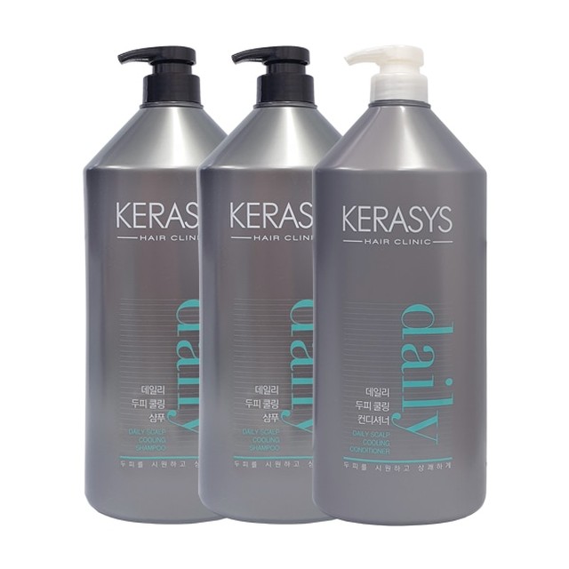 케라시스 두피 쿨링 샴푸 1500ml x2 + 컨디셔너 1500ml (대용량)