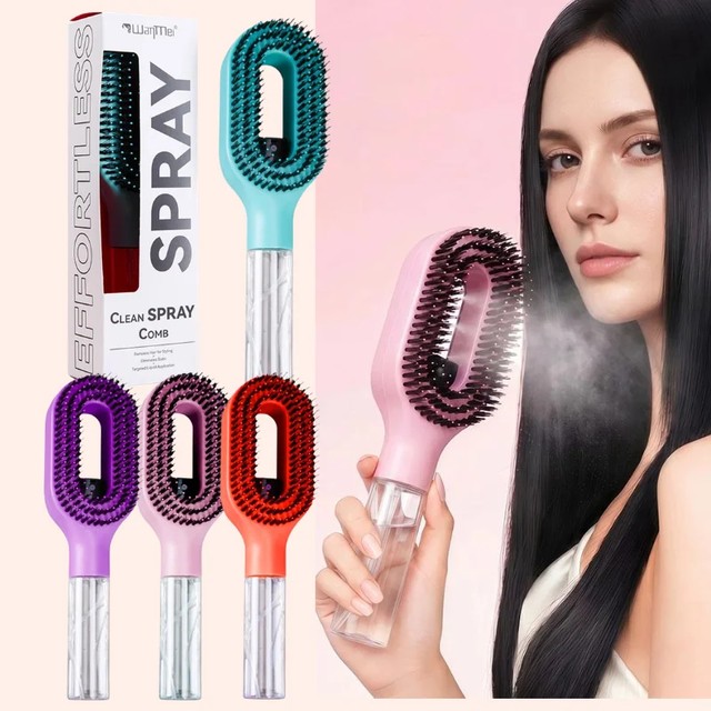 [해외] 2in1 스프레이 빗 재사용 가능 물 분사 헤어 패들 브러쉬 부드러운 브러쉬 모발 엉킴 풀기 빗 데일리 헤어 보습 스타일링용