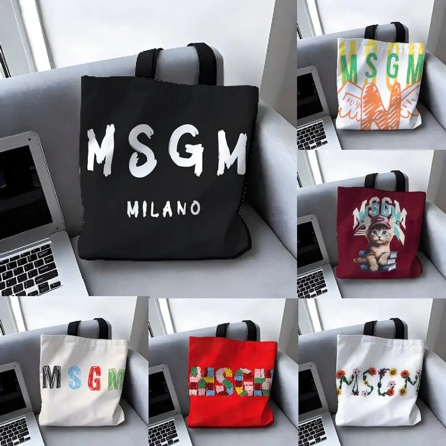밝고 눈길을 끄는 프린트 M-MSGM 수납 가방 여학생용 대용량 캔버스 가방 토트맘백