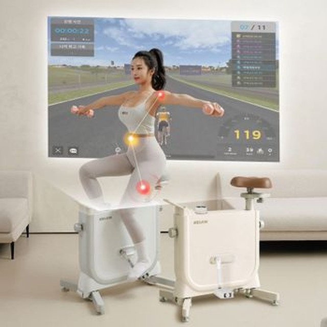 NS홈쇼핑 신상! 멜킨 스마트 모노바이크+테이블 책상형 접이식 실내자전거 게임연동.. 상품상세 참고