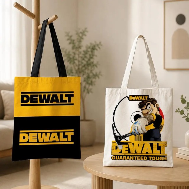 브랜드 DEWALT 보관 가방 여성용 캔버스 토트백, 학교, 직장, 여행 및 선물용 재사용 가능한 어깨 쇼핑백