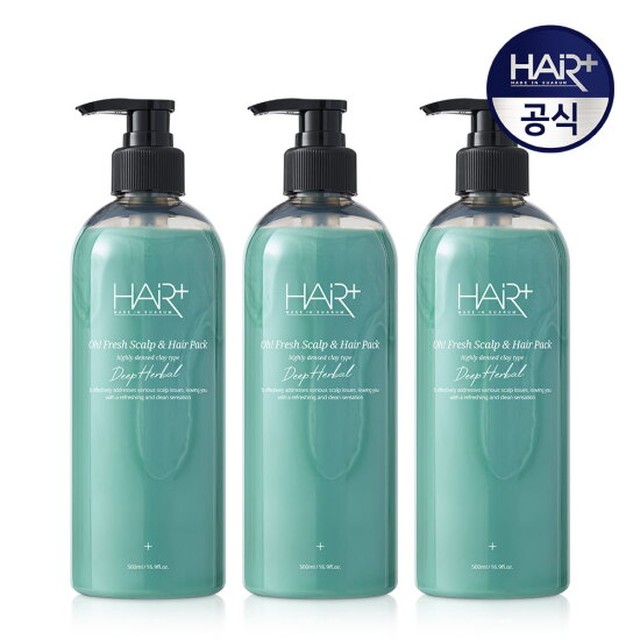 오프레시 딥 허벌 탈모완화 두피 헤어팩 500ml X3개
