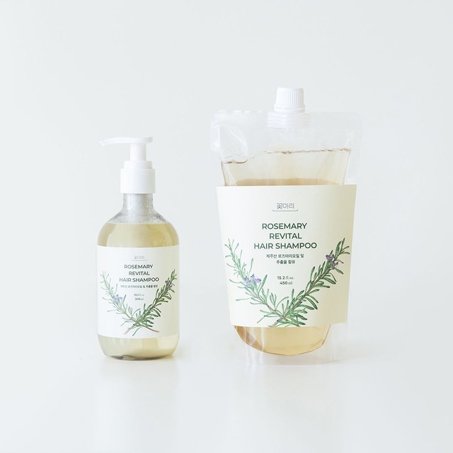 꽃마리 꽃마리 로즈마리 리바이탈 비건 헤어샴푸 리필 450ml 저자극 약산성 – 로즈마리 리바이탈 샴푸 본품 300ml+리필 450ml