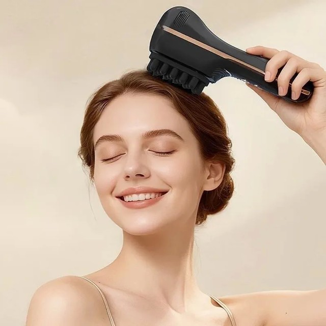 [해외] 전기 두피 마사지 스트레이트닝 헤어 브러시 무선 적색광 주무름 기능 가정용 사무실 스파 선물 여성 청소년용
