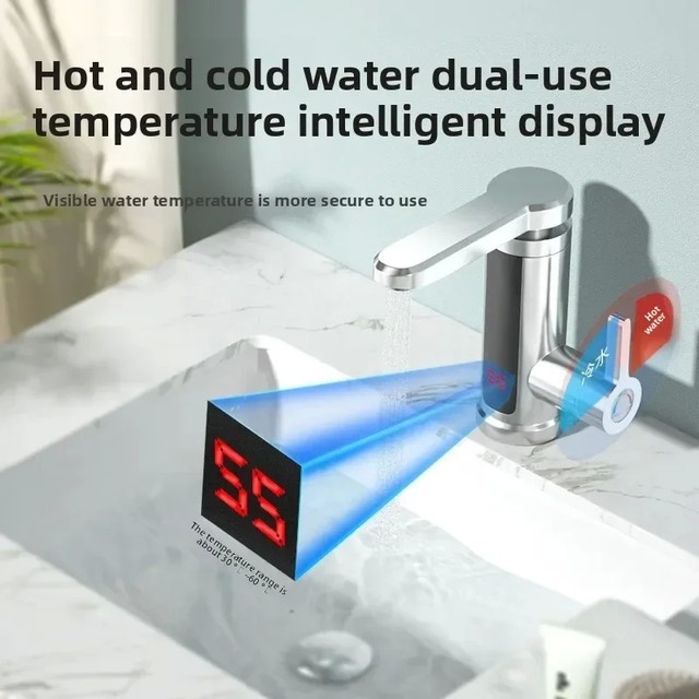 전기 온수기 220V 주방 수도꼭지 Tankless 순간 난방 물 탭 흐르는 가열 믹서 디지털 디스플레이