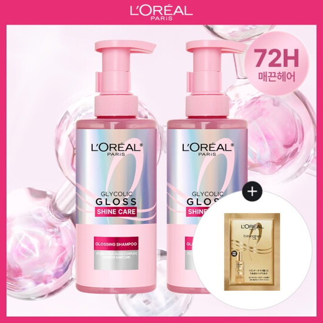 [로레알파리] 글라이콜릭 글로스 샴푸 440ml 2개 (증)헤어 오일 밀크 7ml 샤쉐