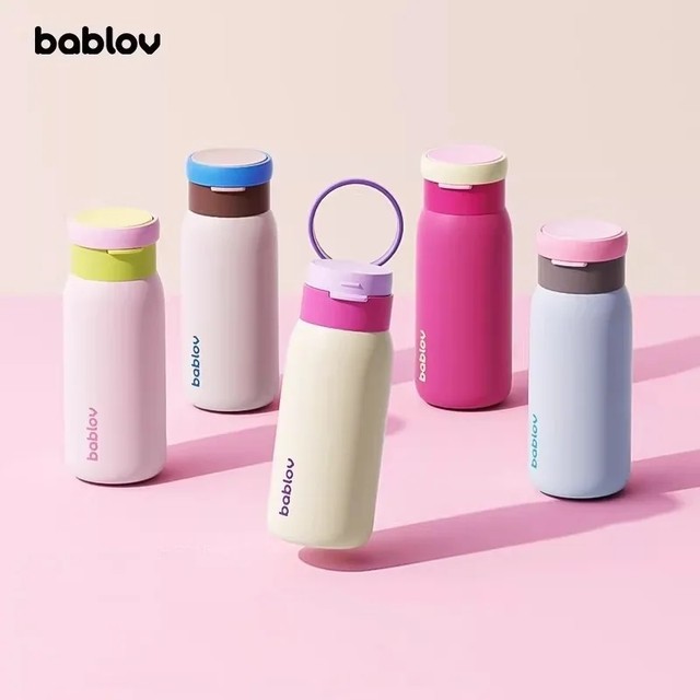Bablov 500ml 보온병 컵 316 스테인레스 스틸 세련된 밀짚 컵 여성용 휴대용 야외 여행 스포츠 물병 텀블러 선물