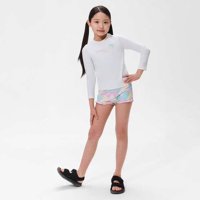 아레나 퍼즐 래쉬가드 세트 A6BG1GS03WHT