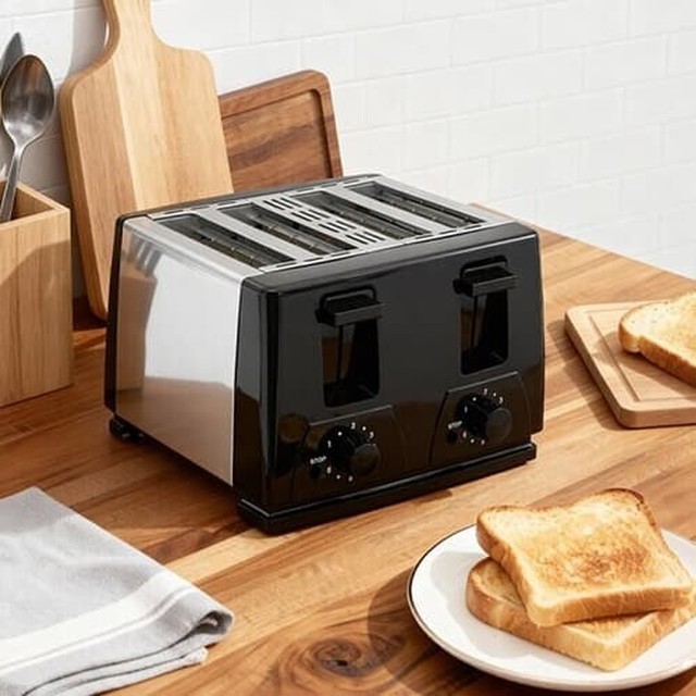 맛있는 아침 토스터 4구 팝업 토스터기 6단계 굽기조절 토스트기 1300W
