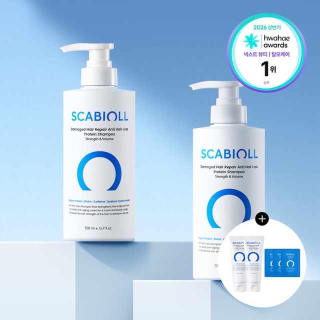 [화해 1위]스카비올 탈모증상완화 단백질 샴푸 500ml 2개(+증정 140ml)
