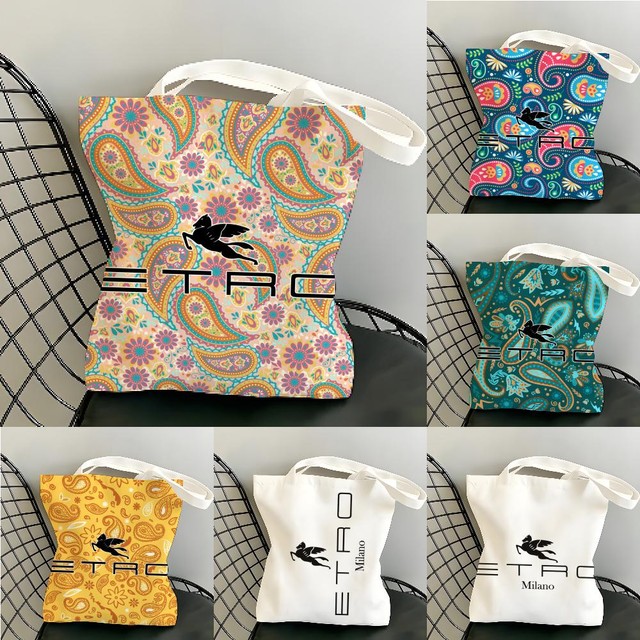 라이트 럭셔리 패션 E-ETRO-o 보관 가방 캔버스 양면 프린트 비치 백 내구성이 뛰어난 경량 어깨 여행 가방 선물 에코