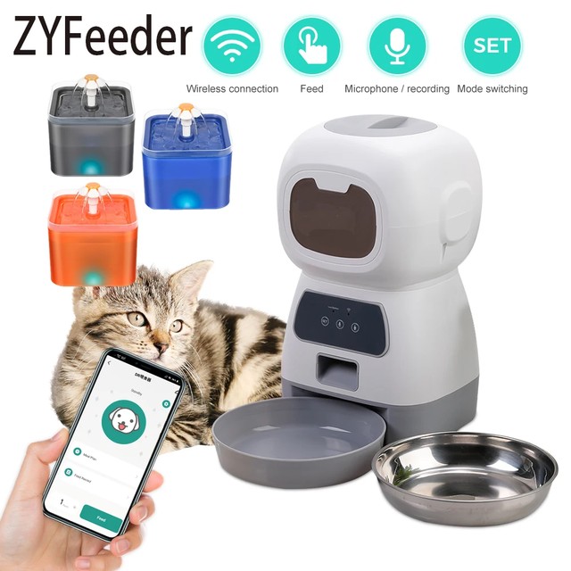3.5L 자동 애완동물 급식기 WiFi 앱 스마트 타이머 급식기 고양이 강아지 사료 디스펜서 2L 자동 급수기 물통 고양이 밥그릇