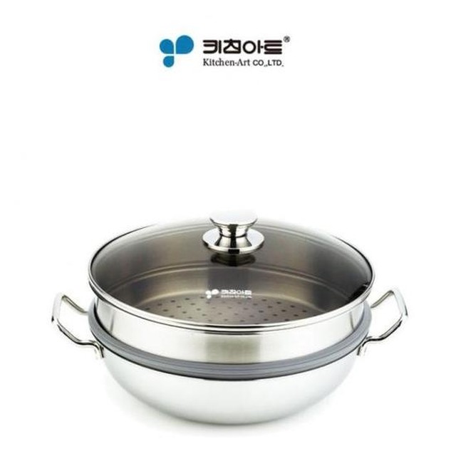 굿키친 키친아트 스텐 2단 찜기 냄비세트 36cm 인덕션