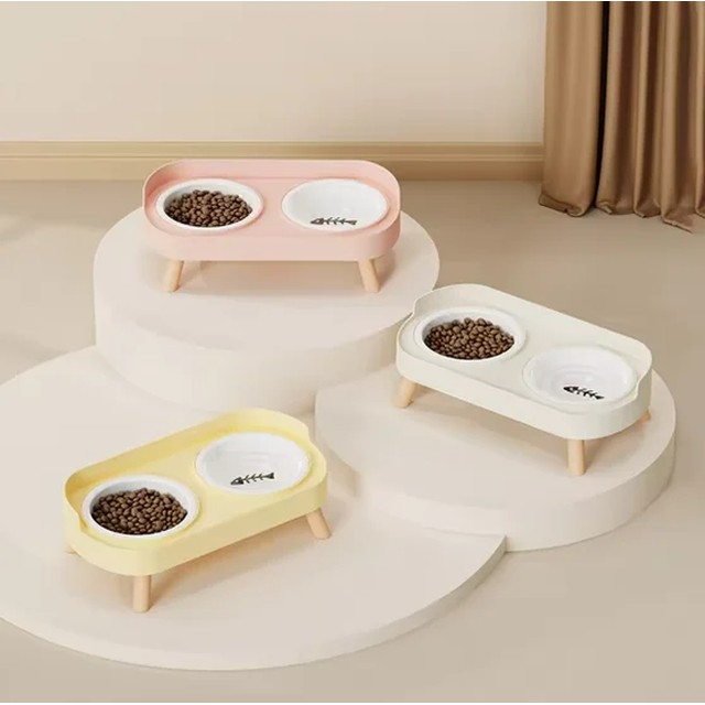 높이 조절 가능한 고양이 강아지 이중 식기 물통, 고양이 강아지 급식기, 고양이 강아지 용품
