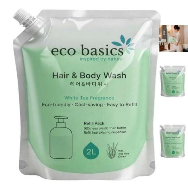 에코베이직스 호텔 어메니티 모음 2000ml 대용량 샴푸 헤어 바디워시 핸드