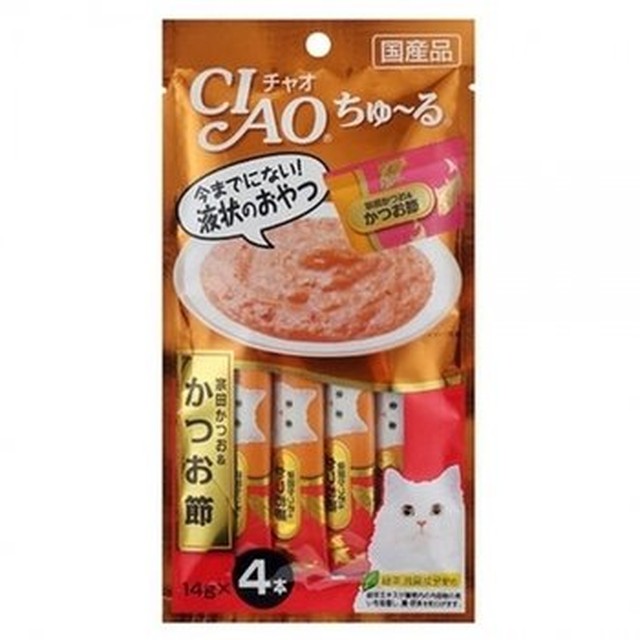 이나바 고양이간식 챠오 츄르 가다랑어 가츠오부시 14g x 4p 4SC-75