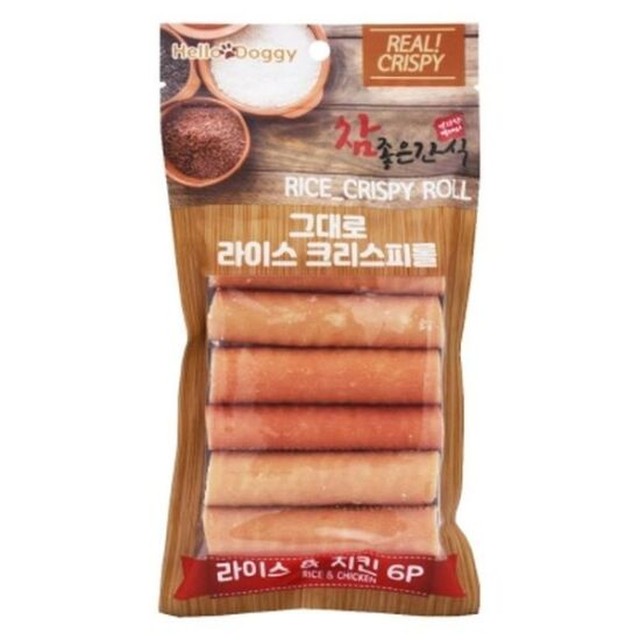 헬로도기 치킨 라이스 크리스피롤 강아지간식 6개입 반려견 보상 간식