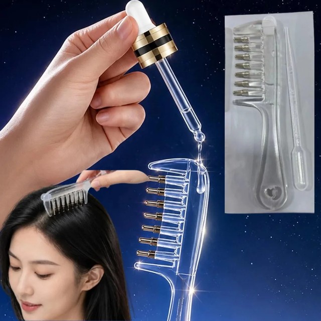 [해외] 두피 리퀴드 가이드 빗 미니 휴대용 헤드 어플리케이터 헤어 케어 빗 정전기 방지 두피 영양 공급 헤어 가이드 빗