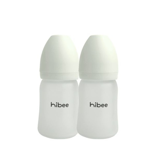 하이비 실리콘 코팅 유리 젖병 노꼭지 160ml, 2개, 화이트