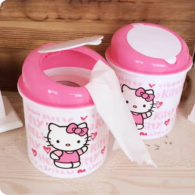 헬로 키티 플라스틱 욕실 쓰레기통, 가정용 보관함, 자동차 쓰레기통, 창의적인 거실 및 주방 쓰레기통