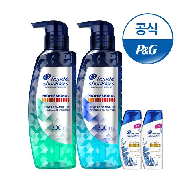 헤드앤숄더 프로페셔널 안티 댄드러프 샴푸 300ml 2개+미니샴푸 2개 증정
