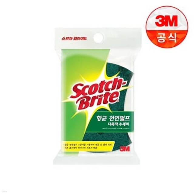 3M 천연펄프 다목적수세미 1입(찌든때세척용)